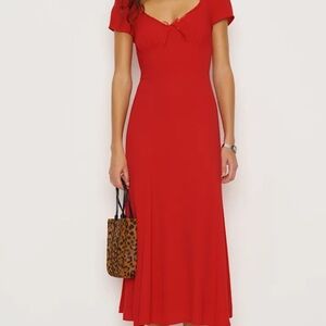 Reformation Afton Lipstick Red Midi Dress